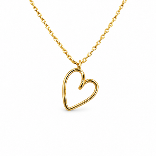 Small Wire Outline Heart Necklace — approved Hearts collection luxury white background product photo