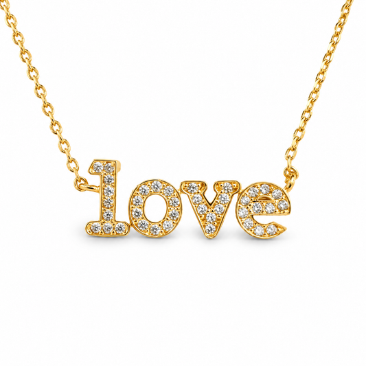 Medium Love Pave CZ Festoon Necklace — approved Hearts collection luxury white background product photo