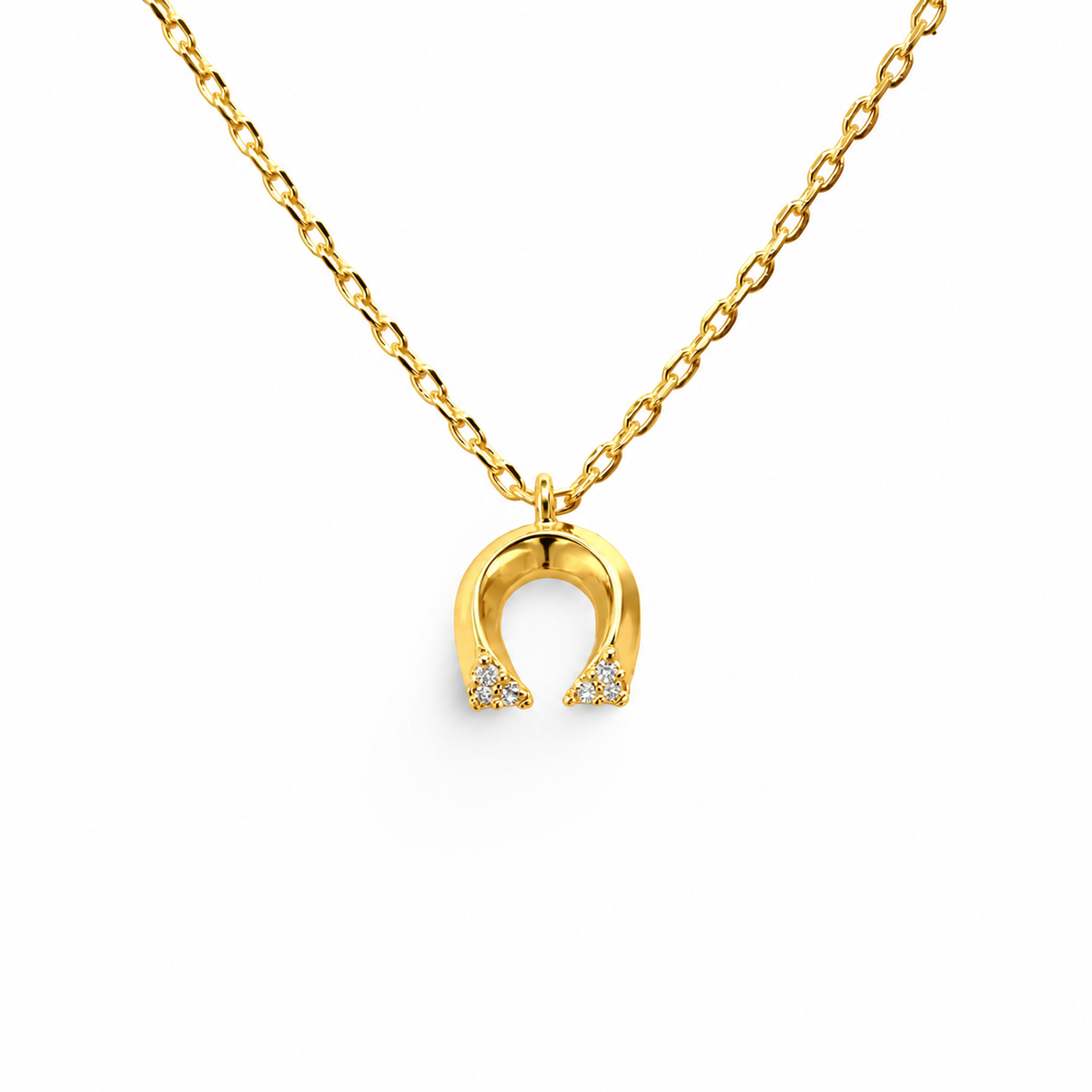 Tiny CZ Point Horseshoe Necklace — approved Western Default Title shiny gold product photo — 24143