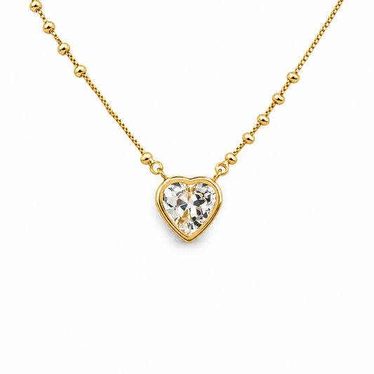 Medium CZ Heart Bezel Festoon Palini Necklace — approved Hearts collection luxury white background product photo