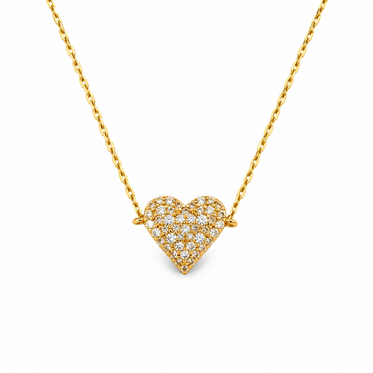 Small Pave Festoon Heart Necklace — approved Hearts collection luxury white background product photo
