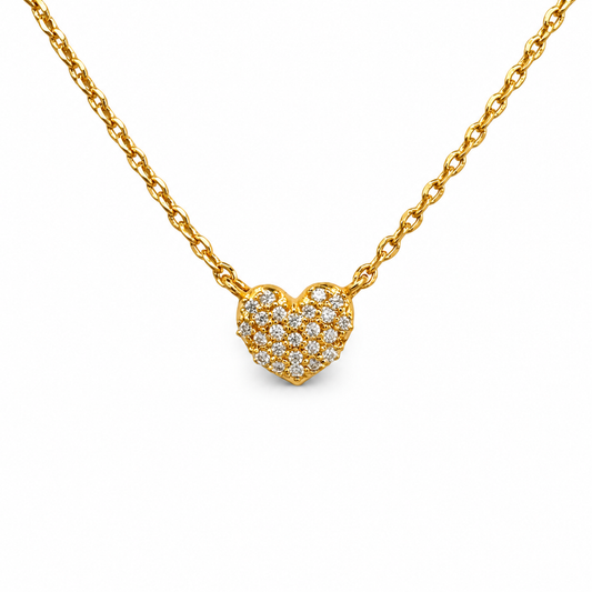 Mini Puffed Pave Heart Festoon Necklace — approved Hearts collection luxury white background product photo