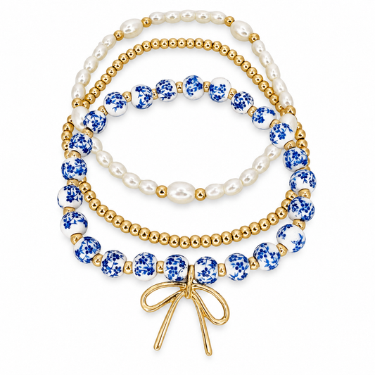 Bow Chinoiserie Bracelet Set — luxury white background product photo
