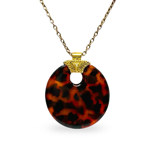 Animal Print Disc Pendant Necklace