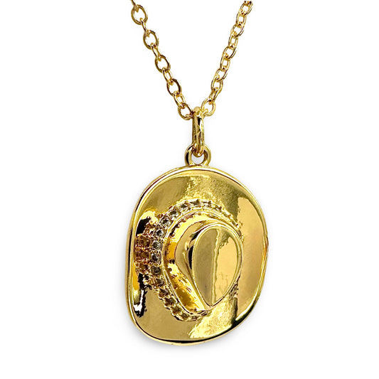 Glossy Pave Band Cowboy Hat Necklace