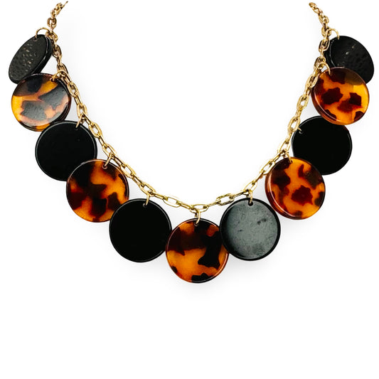 Animal Print Lucite Disc Collar Necklace
