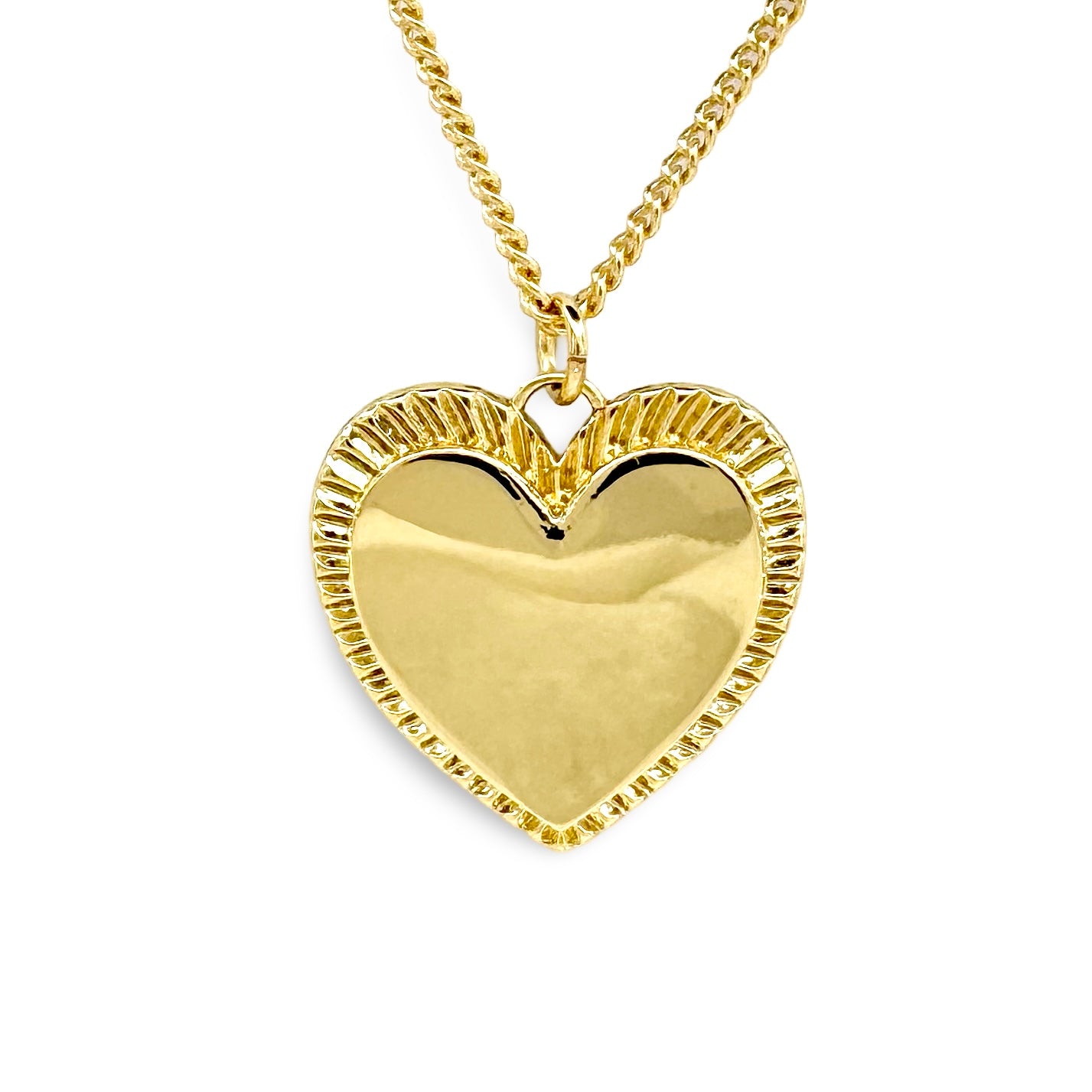 Large Strobe Frame Heart Curb Chain Necklace