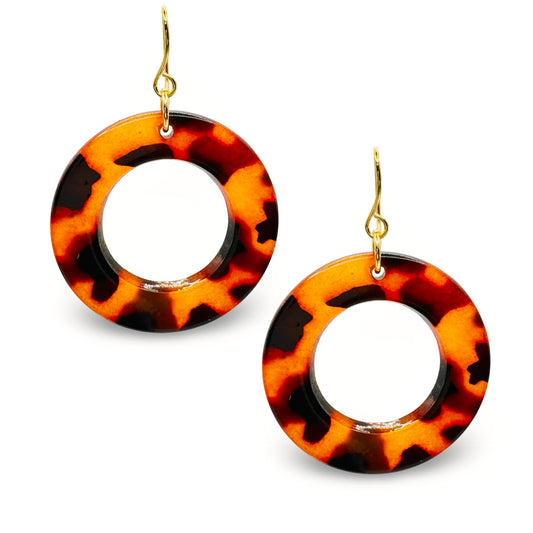 Animal Print Open Lucite Disc Earrings