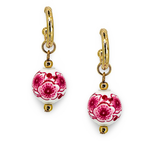 Chinoiserie Bead Hoop Earrings