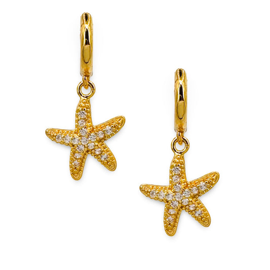 Pave Starfish Huggie Earrings