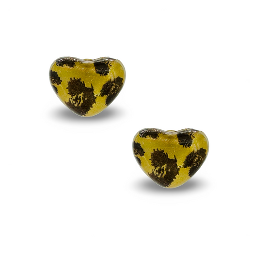 Animal Print Heart Stud Earrings