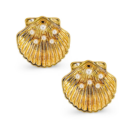 Clamshell & Pearl Earrings