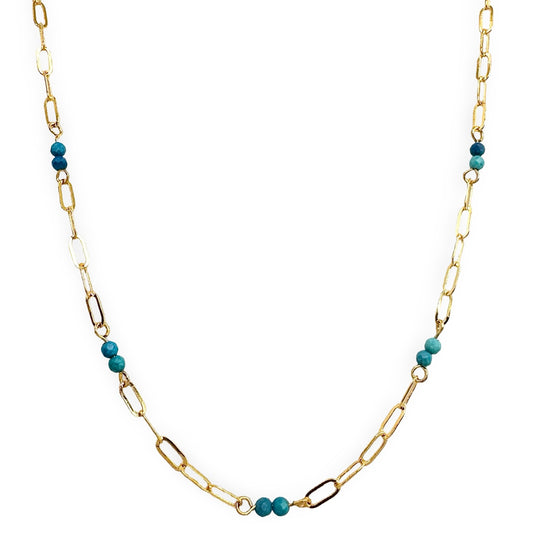 Double Station Beaded Paperclip Chain Necklace