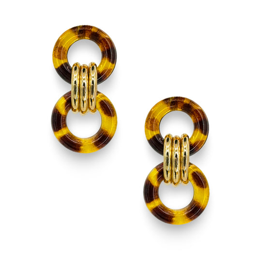 Animal Print Lucite Triple Ring Earrings
