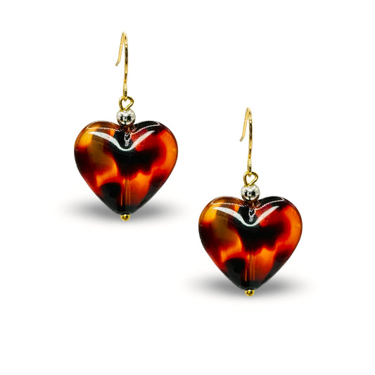 Animal Print Lucite Heart Earrings