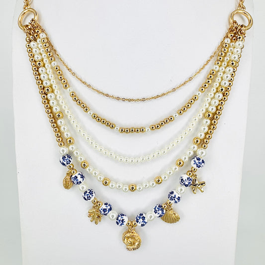 Chinoiserie Nautical Charms Multi Layer Necklace