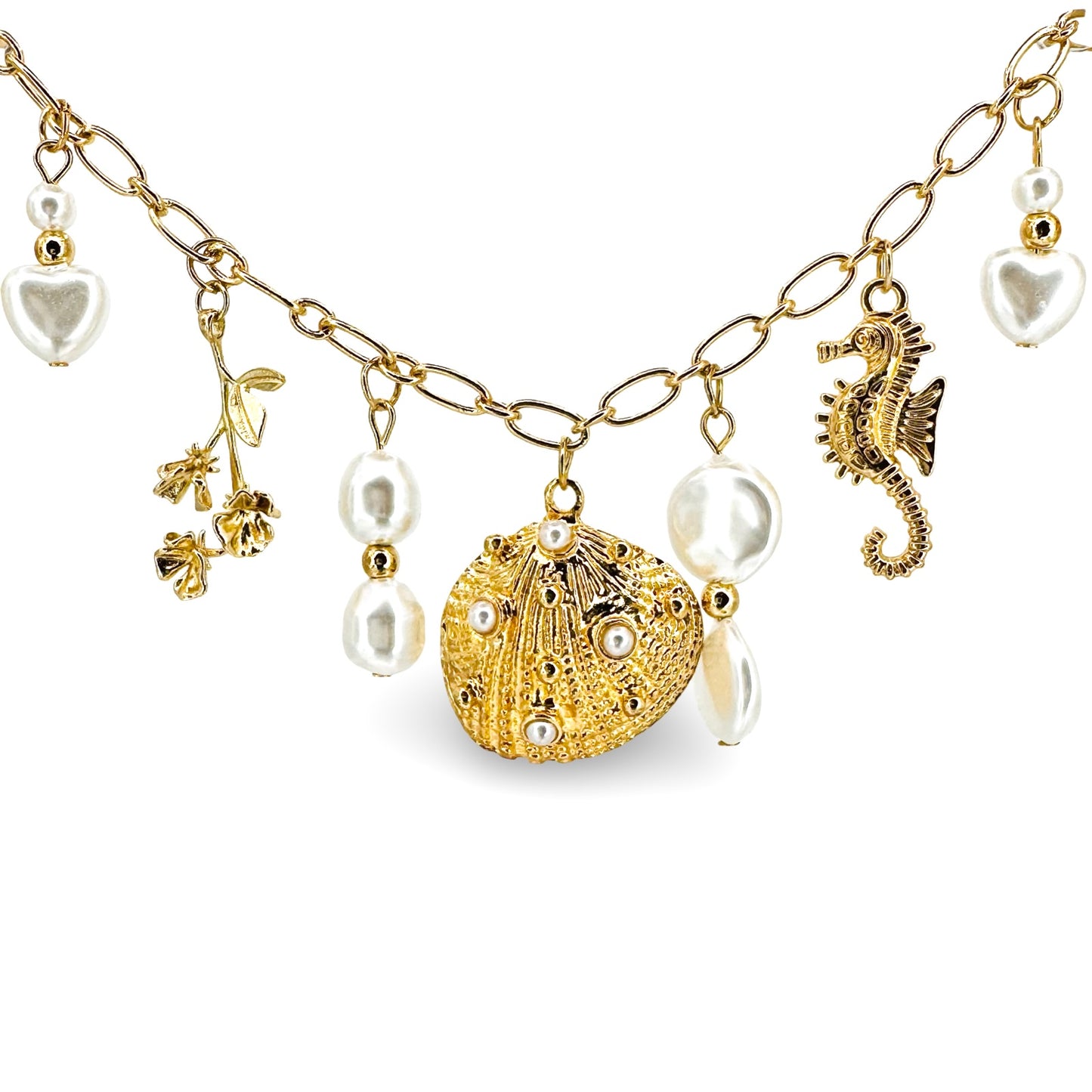 Clamshell & Anemone Charms Necklace