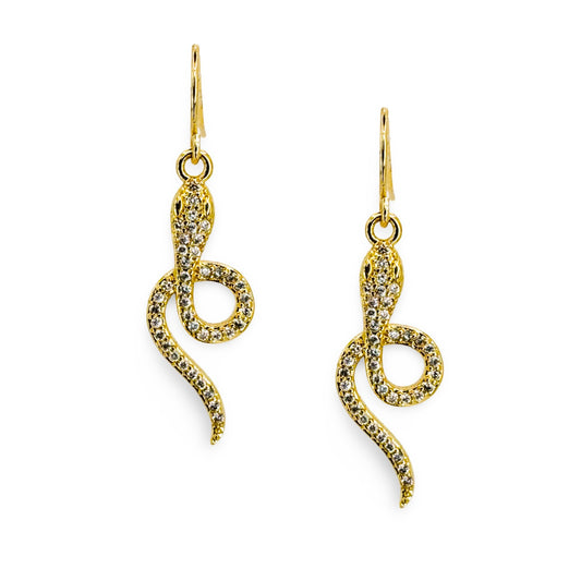 Pave Loop Tail Snake Earrings