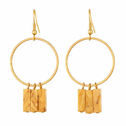 Picture Stone Circle Outline Hoop Sway Earring