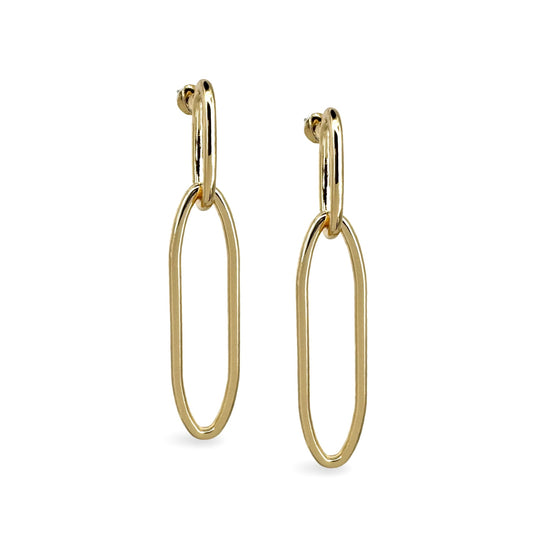 Organic Double Oval Elongated Drop Earring