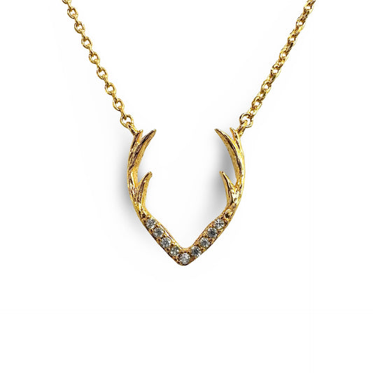Delicate Pave Antler Necklace