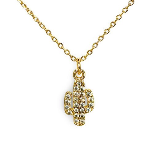 Small Pave Cactus Necklace