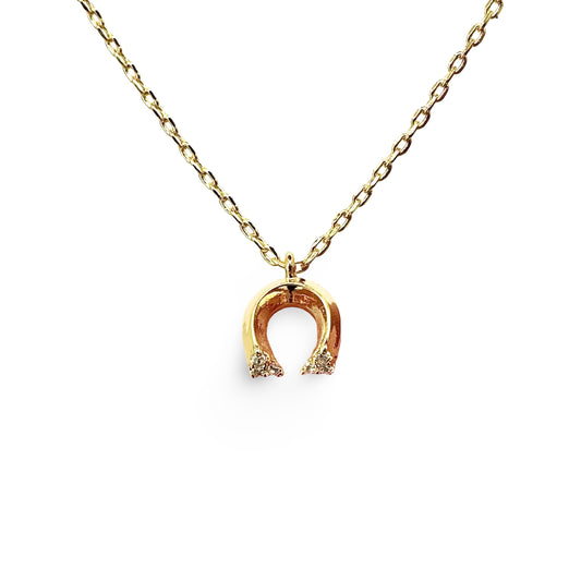 Tiny CZ Point Horseshoe Necklace