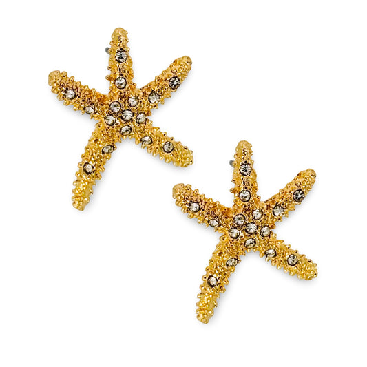Pave Starfish Stud Earrings