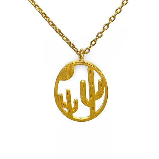 Double Cactus Oval Cutout Necklace