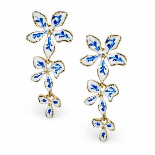 Enamel Chinoiserie Graduated Drop Earring