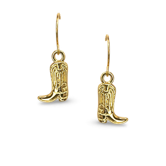 Glossy Decorative Etched Boot French Wire Earring