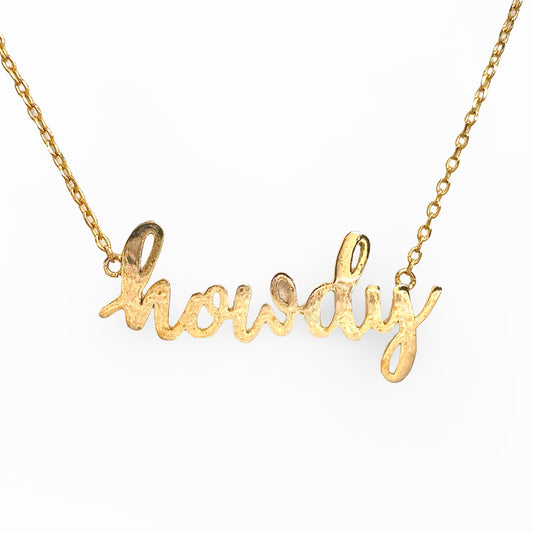 Glossy Cursive Howdy Necklace