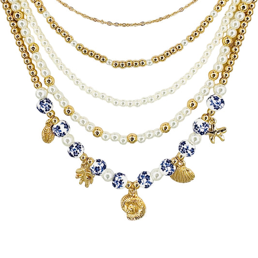 Chinoiserie Nautical Charms Multi Layer Necklace