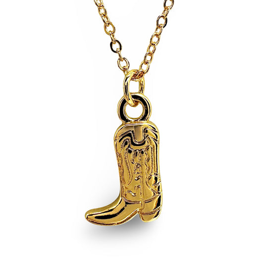 Glossy Decorative Etched Boot Necklace