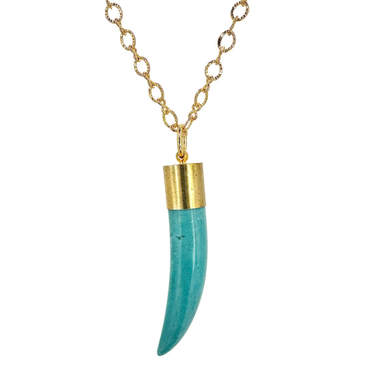 Turquoise Horn Gilded Cap Necklace