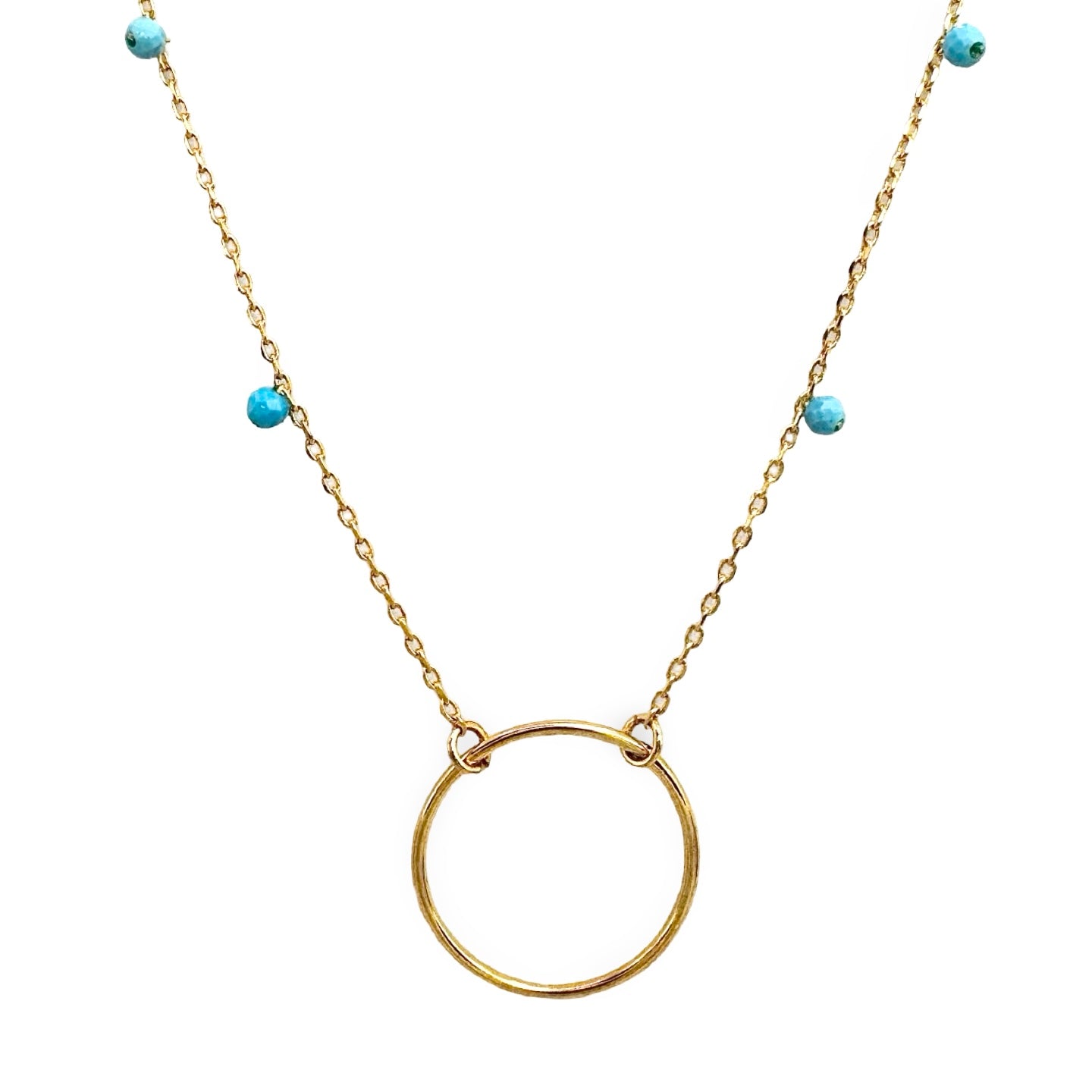 Circle Ring Festoon Tiny Station Beads Necklace