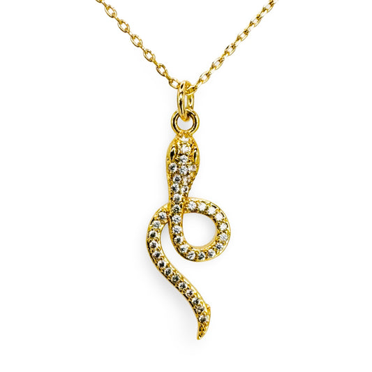 Pave Loop Tail Snake Necklace