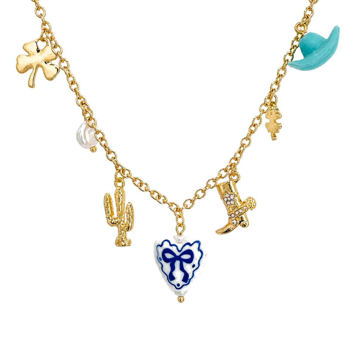 Chinoiserie Heart & Western Charm Station Necklace - 24509