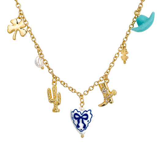 Chinoiserie Heart & Western Charm Station Necklace - 24509
