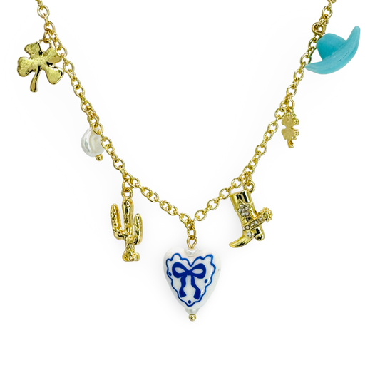 Chinoiserie Heart & Western Charm Station Necklace