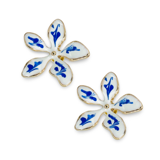 Enamel Chinoiserie Post Earring