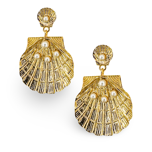 Pearl & Clamshell Dangle Earrings