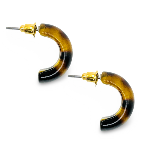 Animal Print Half Hoop Lucite Earrings