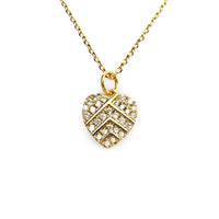 CZ Striped Small Heart Necklace