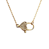 Pave Heart Lobster Clasp Festoon Necklace