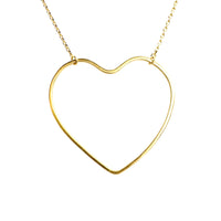 Thin Etched Large Heart Outline Festoon Necklace