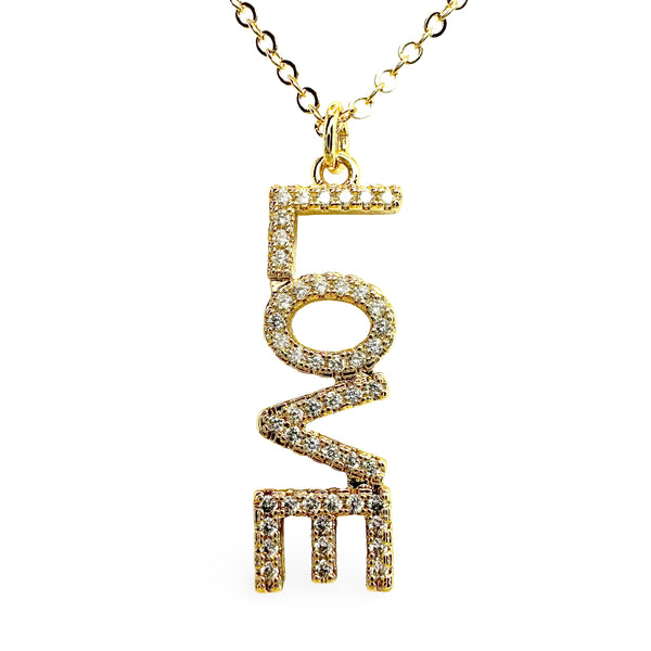 Medium Vertical Love Pave Necklace