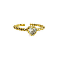Cable Heart Bezel CZ Ring