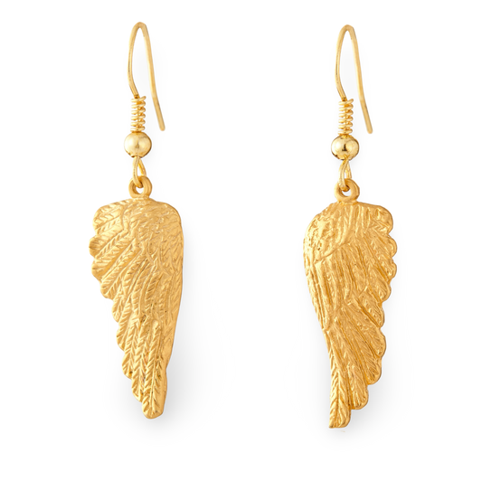 Gold Angel Wings Dangle French Wire Earrings
