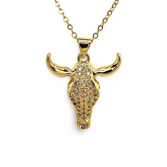 Small Pave CZ Steerhead Necklace